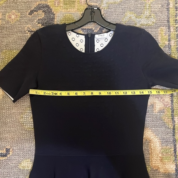 Akris Punto Short Sleeve Navy Dot Jacquard Scuba Fit and Flare Dress - Picture 5 of 15
